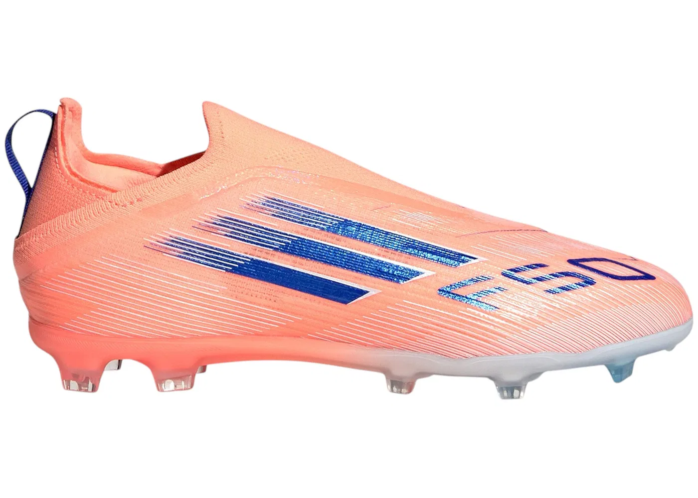 Детские бутсы без шнуровки Adidas F50 Elite Laceless FG, Beam Orange/Lucid Blue/Cloud White