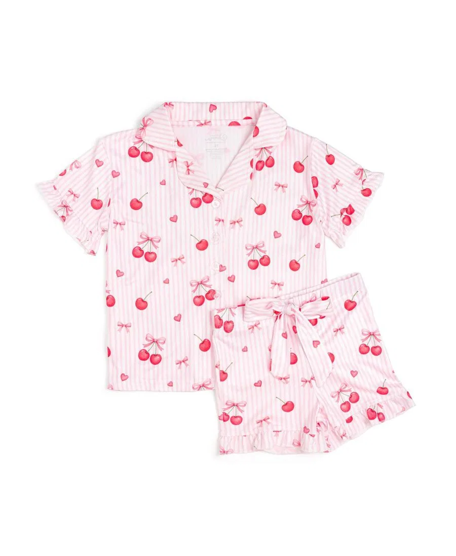 Комплект пижамы с принтом вишни и бантами Sweet Wink, Multicolor