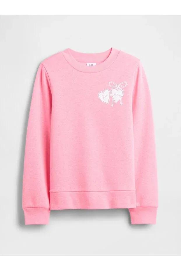 Детские свитшот для девочек хлопковый с принтом Logo Printed Gap, Pink-005