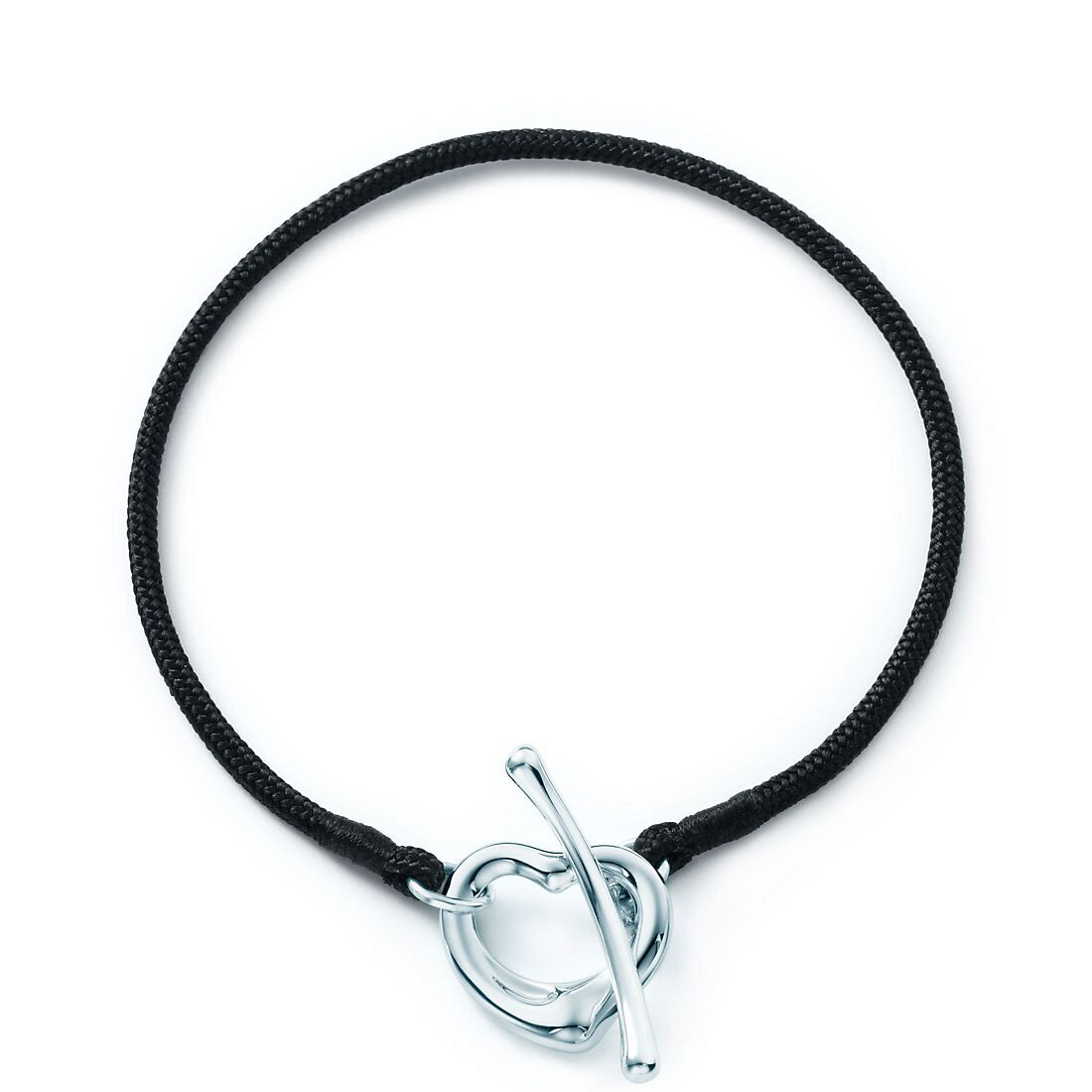 

Браслет Tiffany & Co. Elsa Peretti Open Heart Silk, серебро/черный шелк