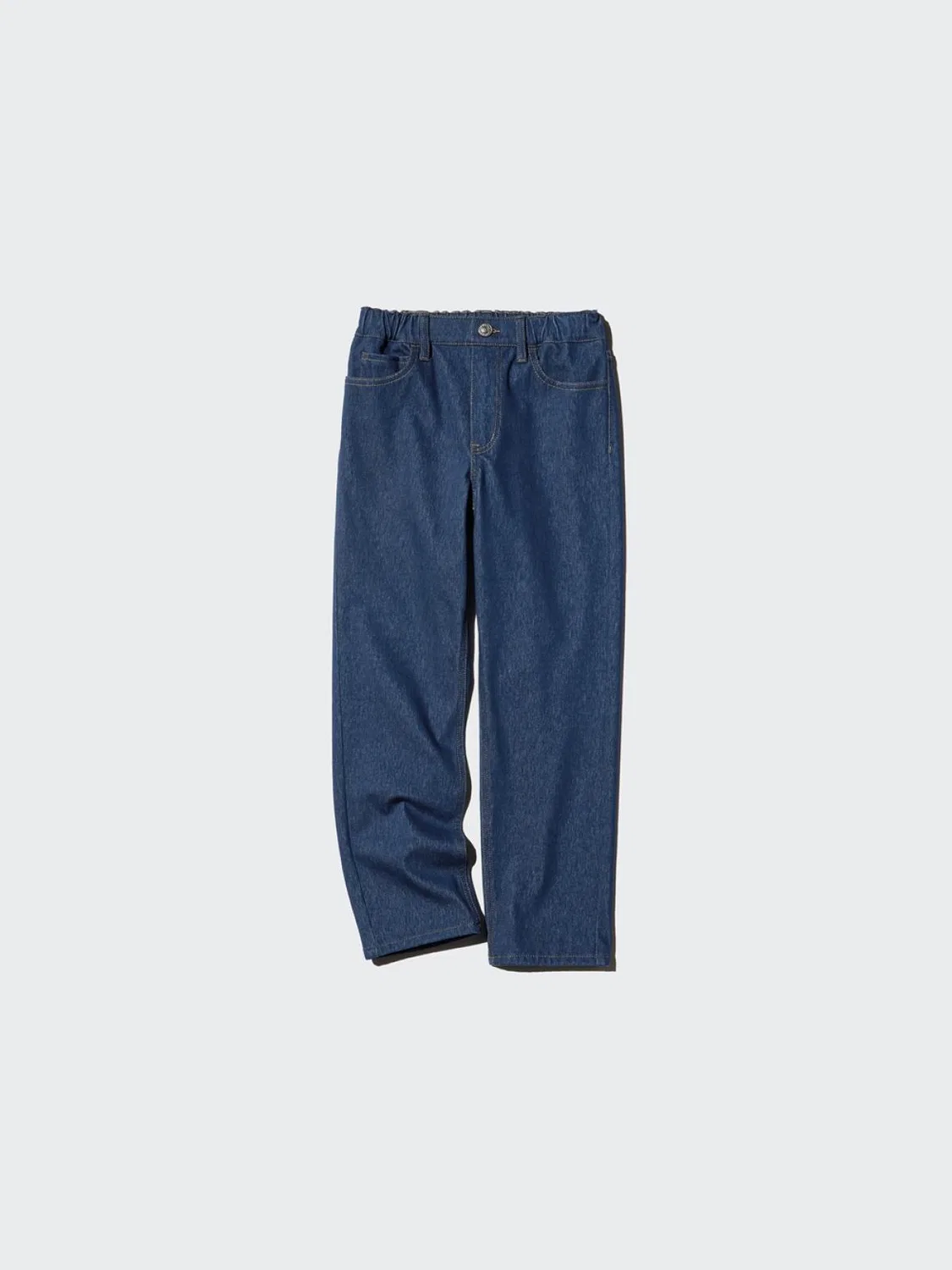 Джинсы прямые трикотажные детские Uniqlo, темно-синий