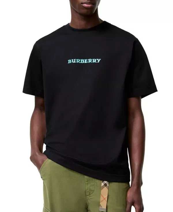 Мужская футболка с принтом Heritage Logo Cotton T-Shirt Burberry, черный