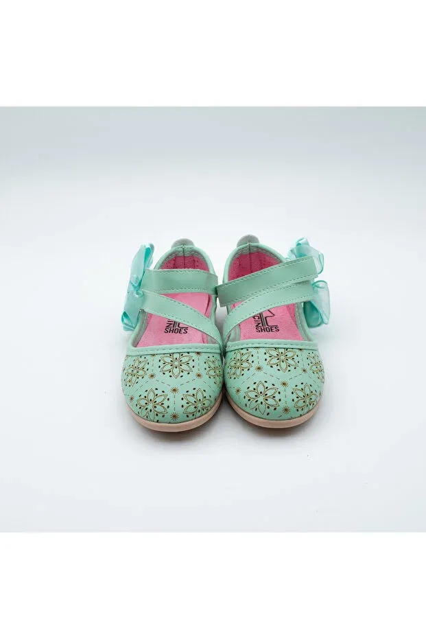 Детские балетки для девочек с принтом Arçın Shoes, Water Green — фото 3