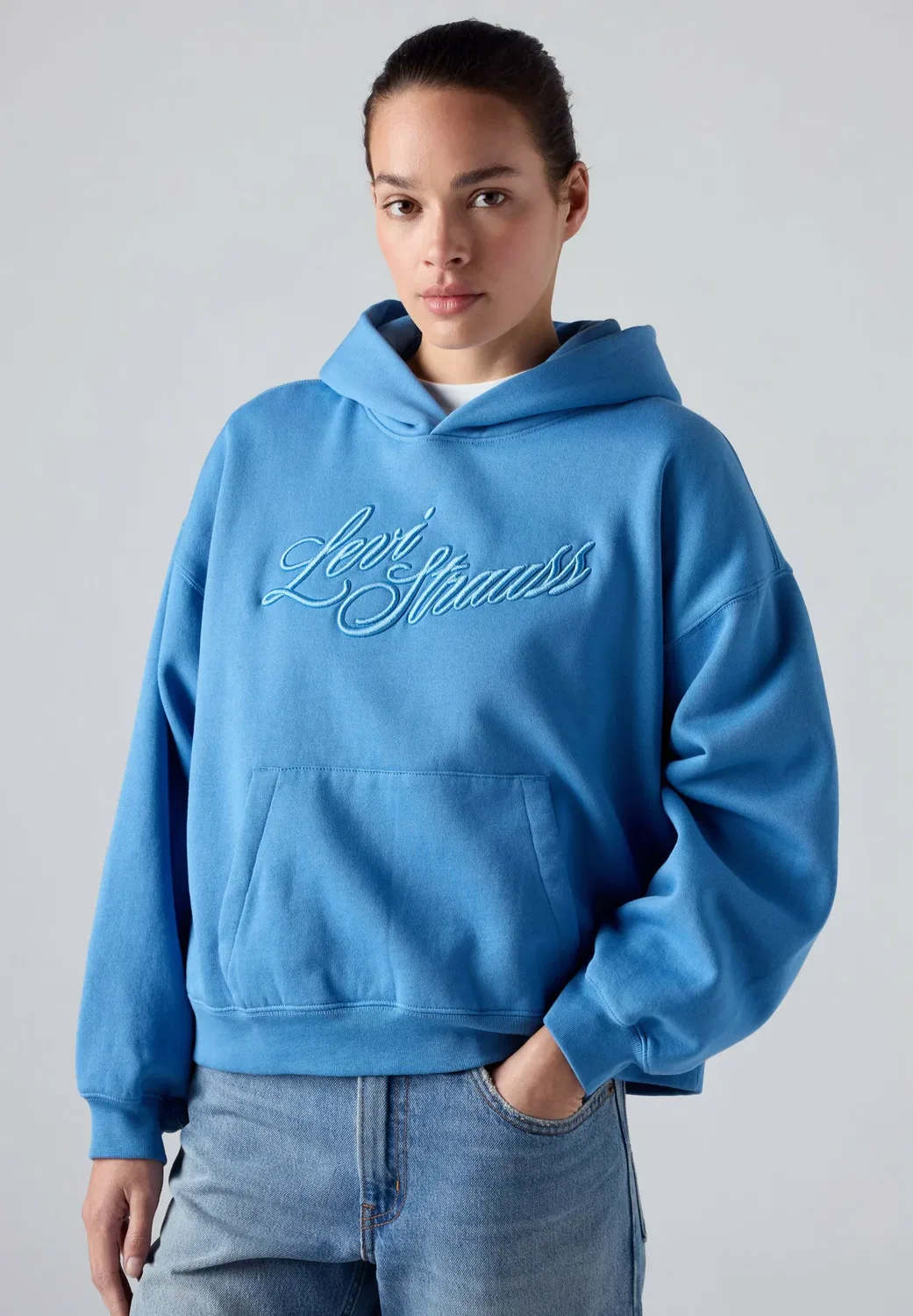 Толстовка с капюшоном Levi'S, Hoodie Corded Script Logo Parisian Blue - Blues - — фото 3