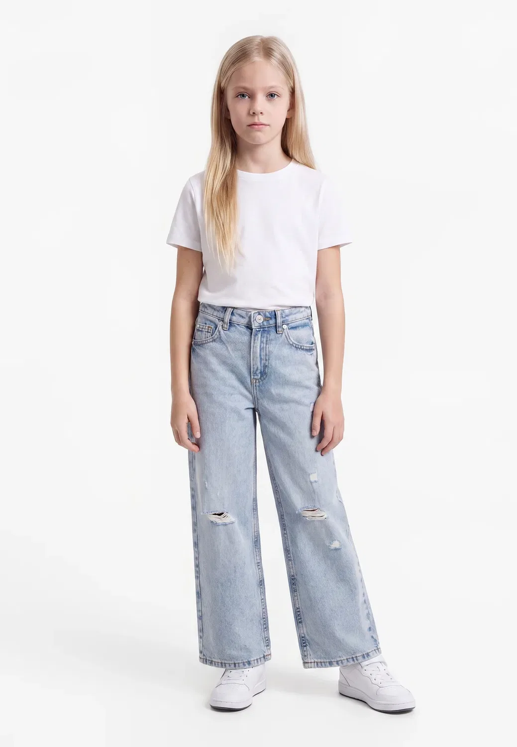 Детские и подростковые брюки из плотной ткани, джинсы свободного кроя Guess, Indigo Damaged Wash