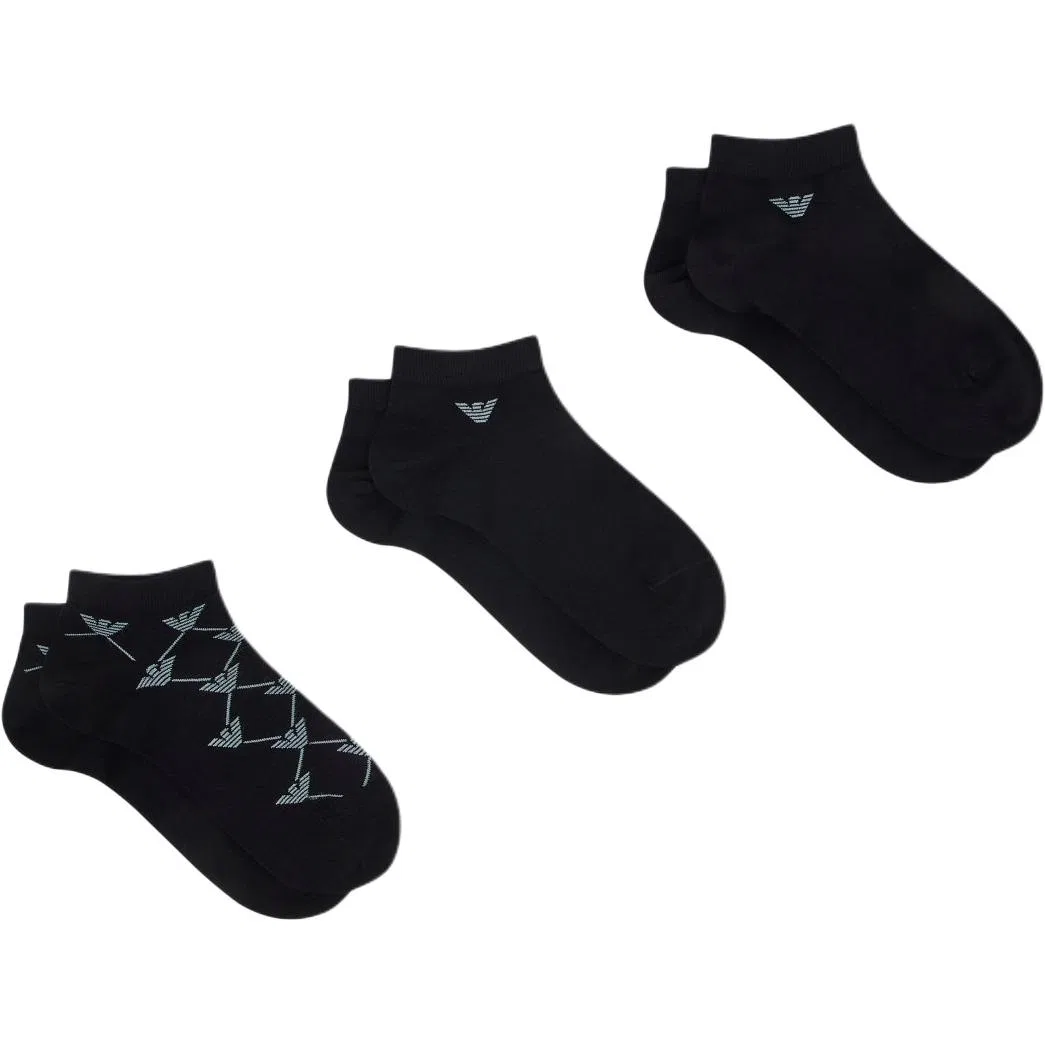 Носки укороченные, 3 пары, Emporio Armani, Black