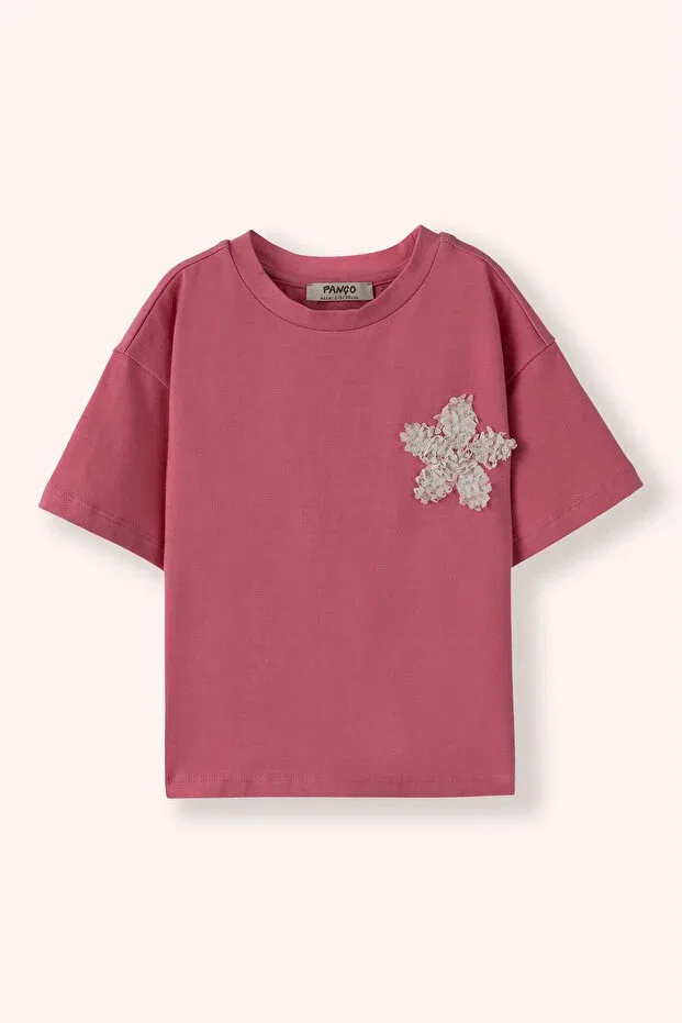 Детская футболка для девочек с вышивкой Panço, 020-Fuchsia
