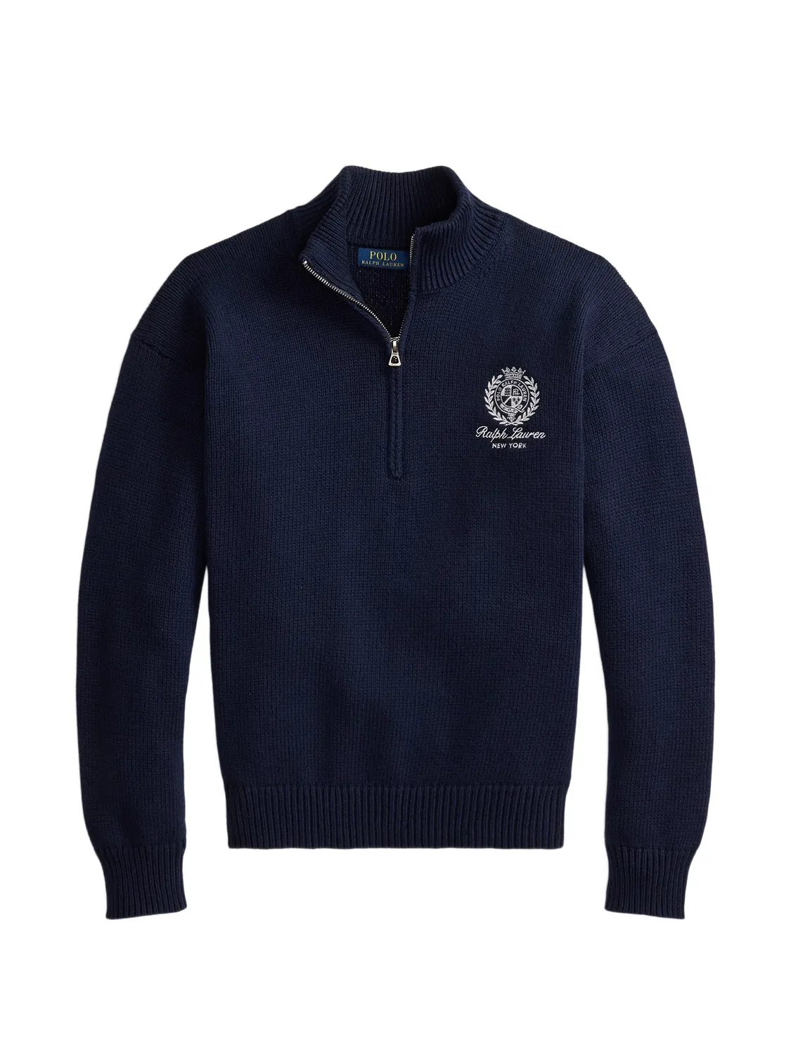 Polo Ralph Lauren Свитер на молнии с вышивкой, синий