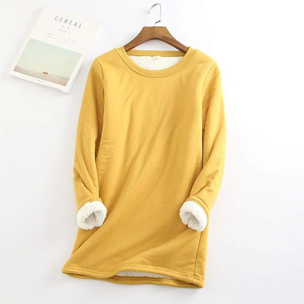 Женский свитшот на флисе с воротником-стойкой, 01-yellow — фото 2