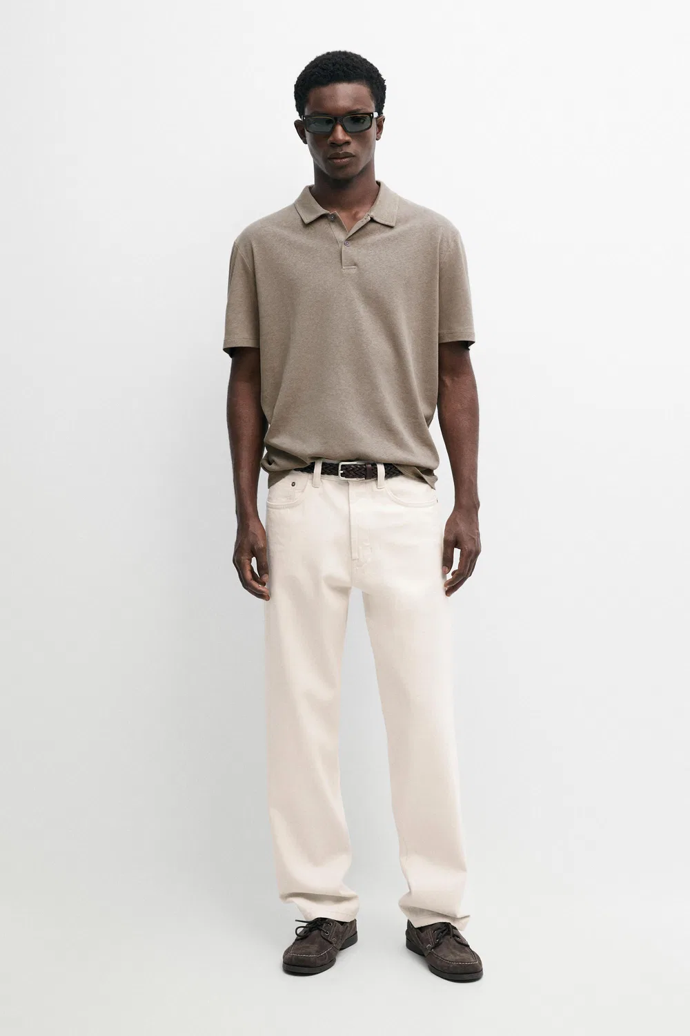 Поло с коротким рукавом из льна и хлопка Massimo Dutti, Mole Brown
