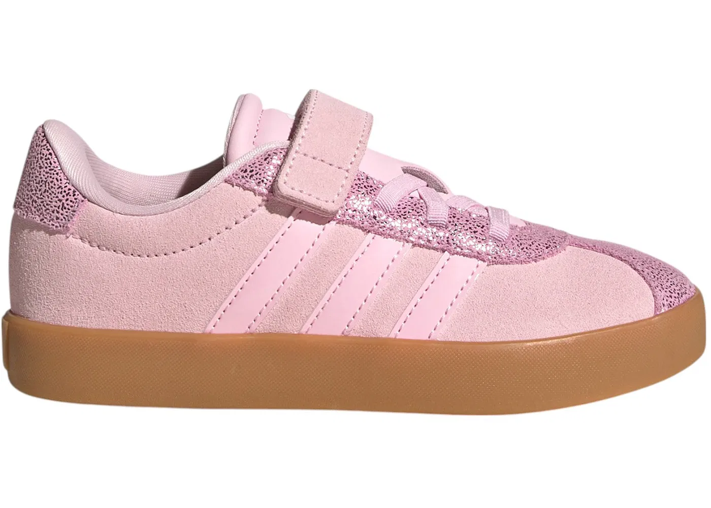 Детские кроссовки для мальчиков и девочек с замшевыми вставками Adidas VL Court 3.0, Clear Pink Clear Pink Gum