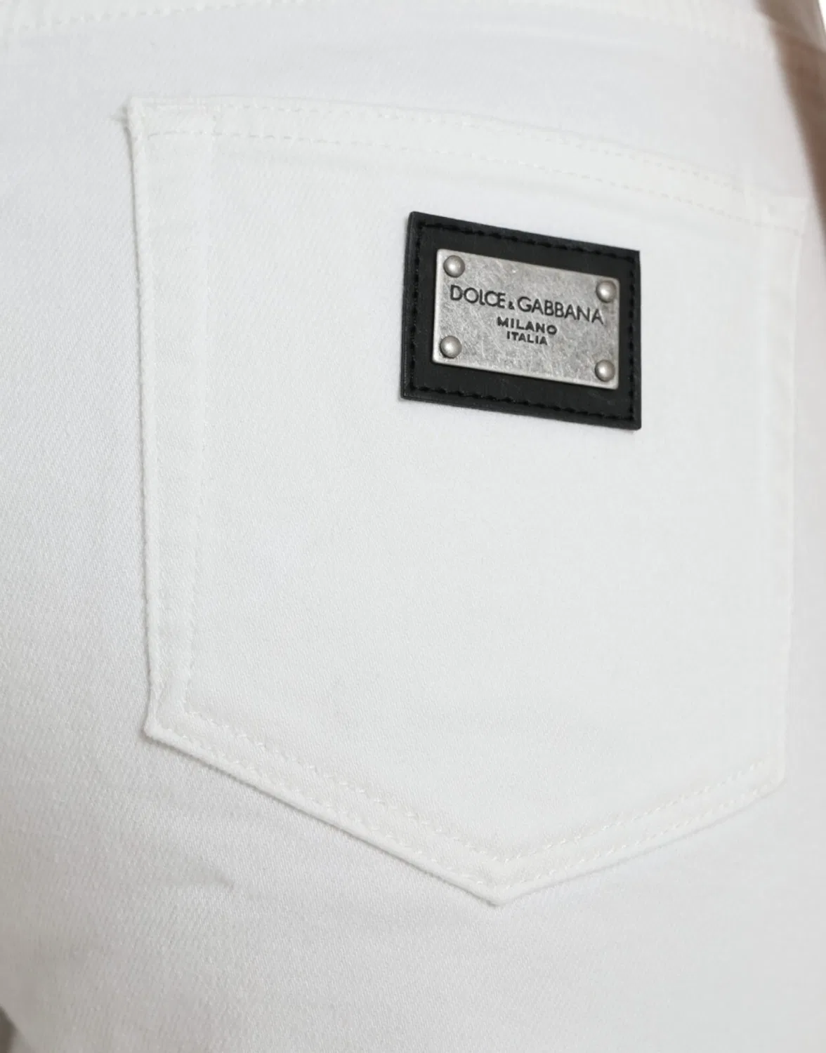 Женские джинсы с завышенной талией, белые, модель Mid Waist Stretch Jeans, Dolce & Gabbana, White