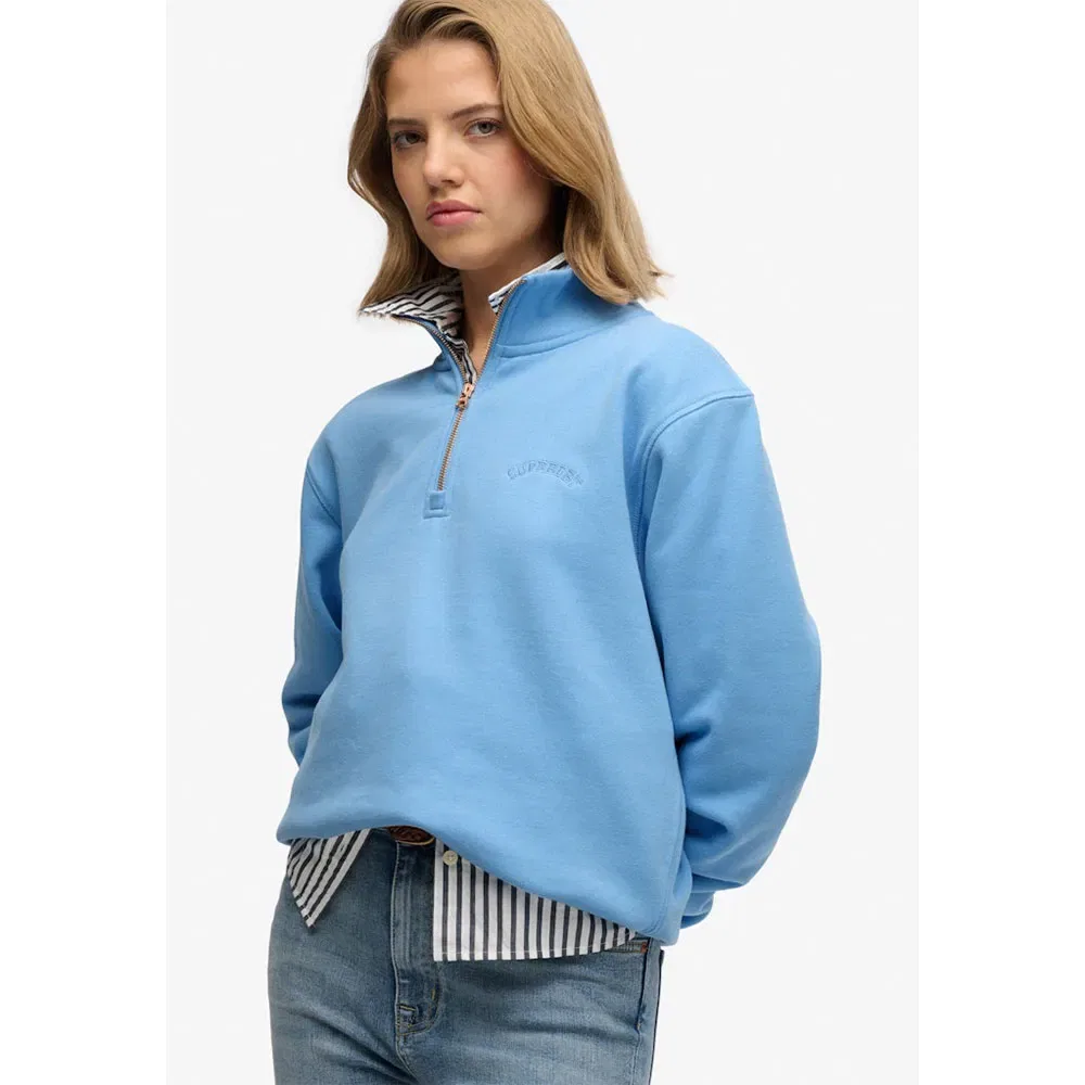 Худи Superdry Essential Logo Embroidered half zip, синий — фото 4