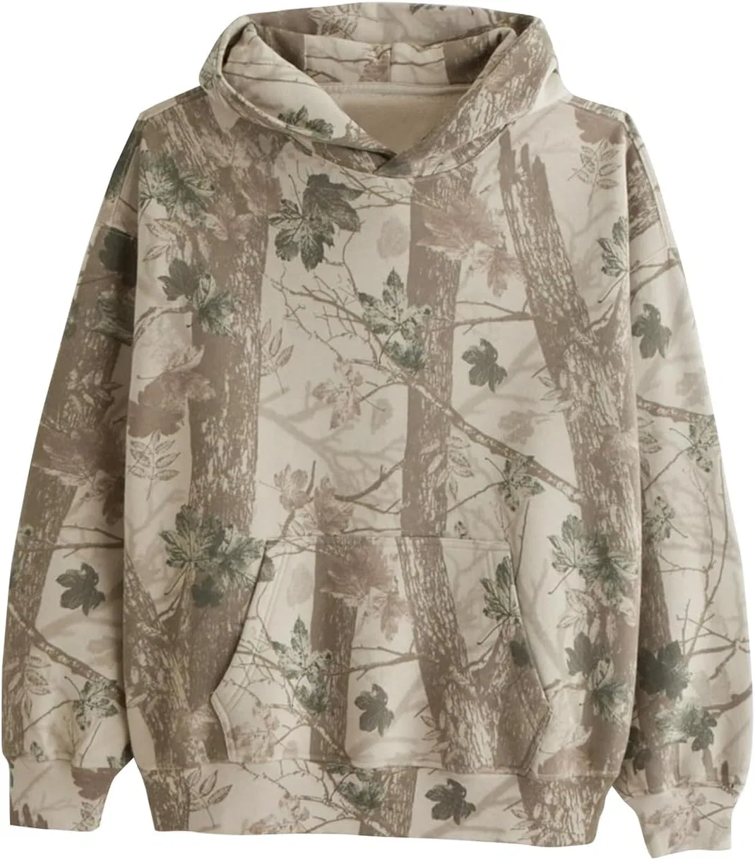 Женский оверсайз худи с капюшоном из флиса, с длинным рукавом, Camo