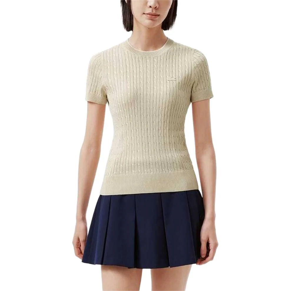 Свитер вязаный LACOSTE, Beige Yellow, круглый вырез