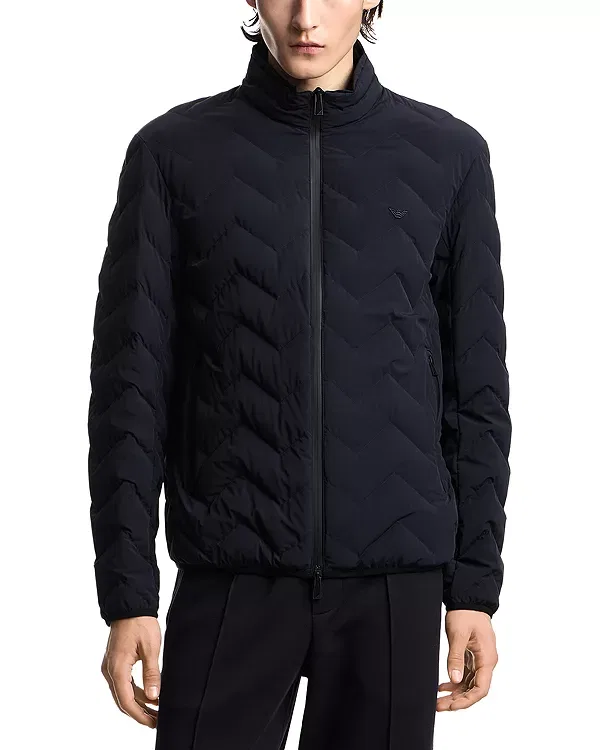 Мужская куртка с принтом Essential Chevron Quilted Jacket Emporio Armani, Navy Blue