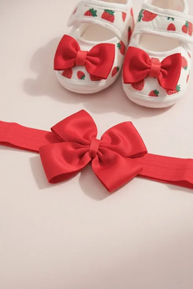 Детские пинетки для новорожденных с рисунком Strawberry Logo Aksesuar, Multicolor