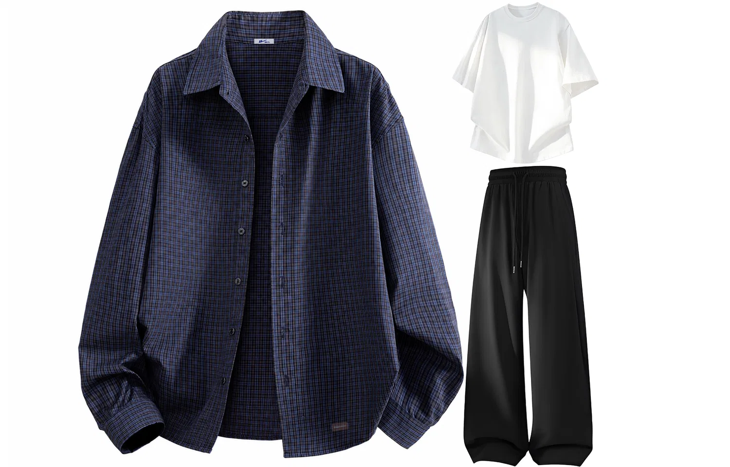 Детский комплект с рубашкой, принтом в клетку, с футболкой и брюками, Shirt Matching Sets Unisex Lapel Moderate, WARRIOR — фото 3