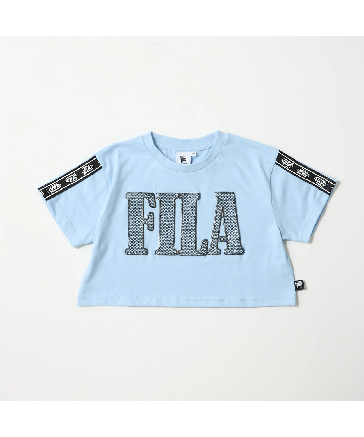 Детская футболка с коротким рукавом с логотипом FILA, укороченная, Sax Blue