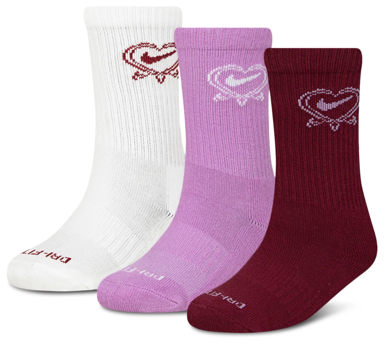 Гольфы для девочек 3 пары Valentine's Day Nike, цвет Sail/Multi