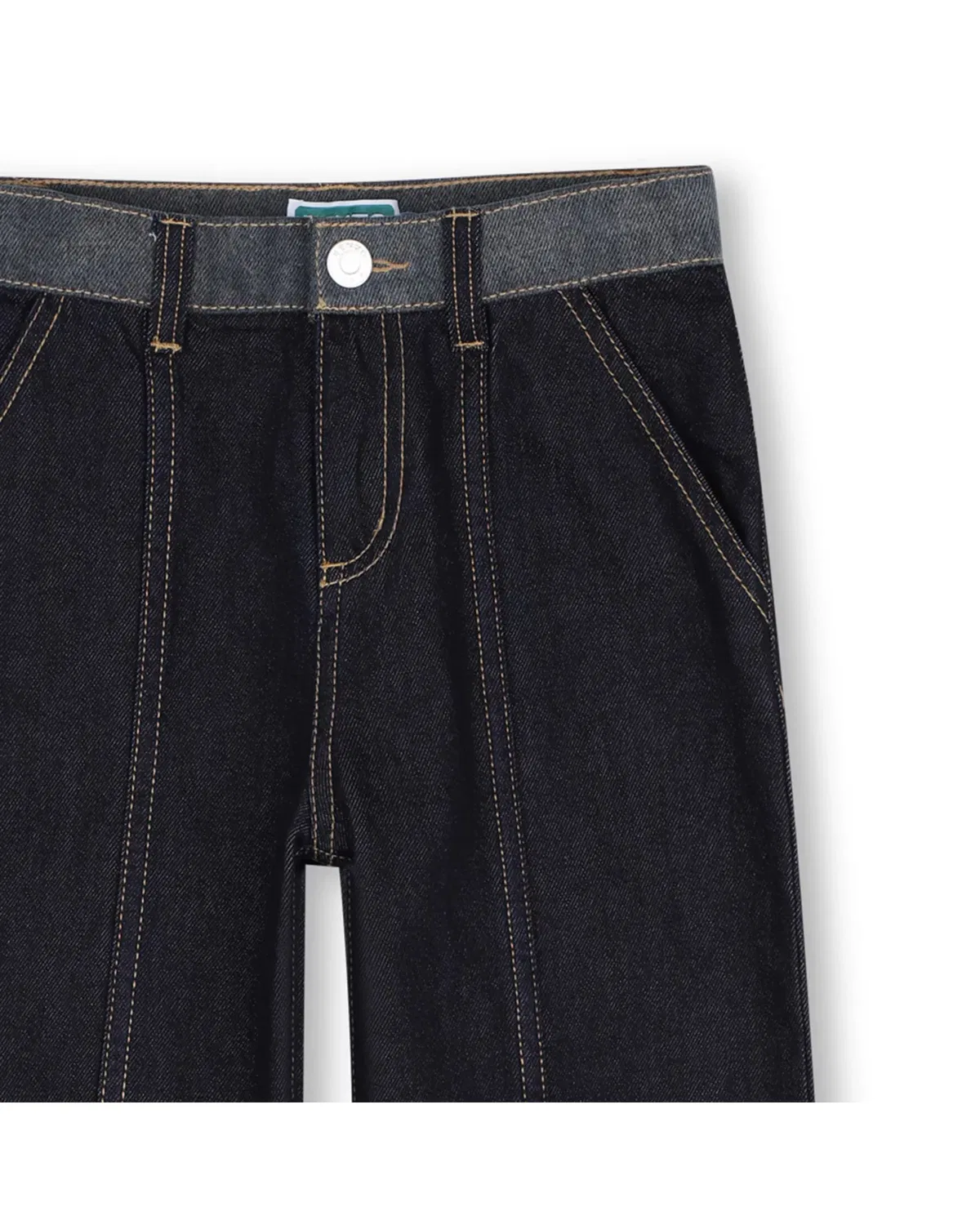 Детские джинсы для девочек хлопковые Vaquero de niña liso Kenzo Kids, Azul — фото 2