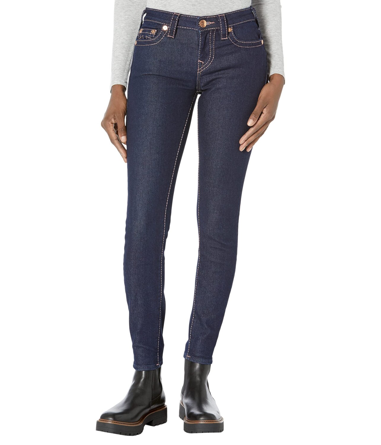 

Джинсы True Religion, Lurex Jennie Mid-Rise Super Skinny Big T in Rinse
