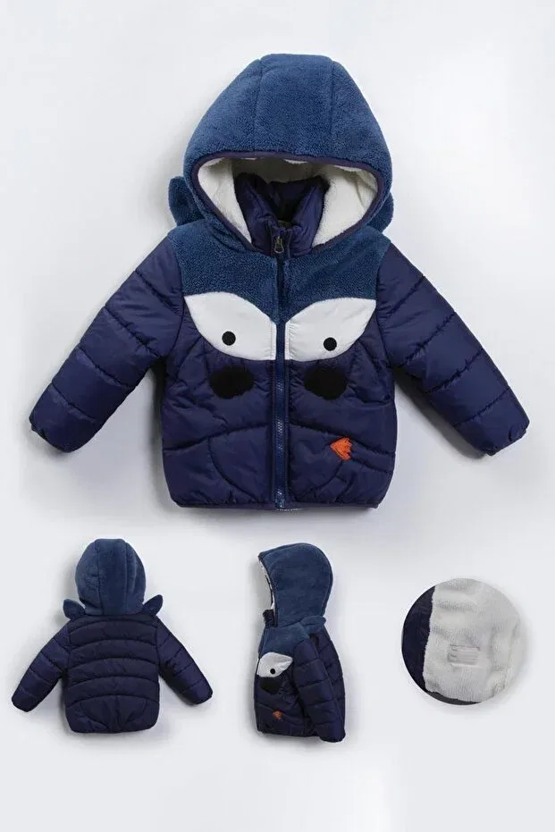 Детское пальто для мальчиков стеганое с капюшоном Minigimin Cicileri, Navy Blue-53339