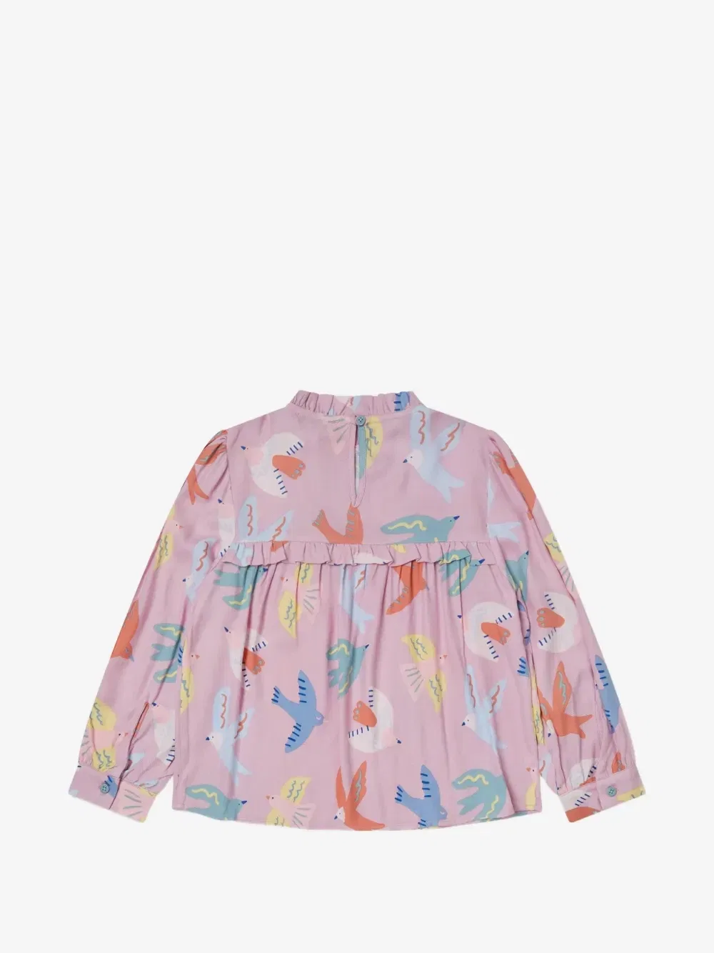 Блузка с рюшами и принтом в виде голубей Stella McCartney Kids, розовый — фото 2