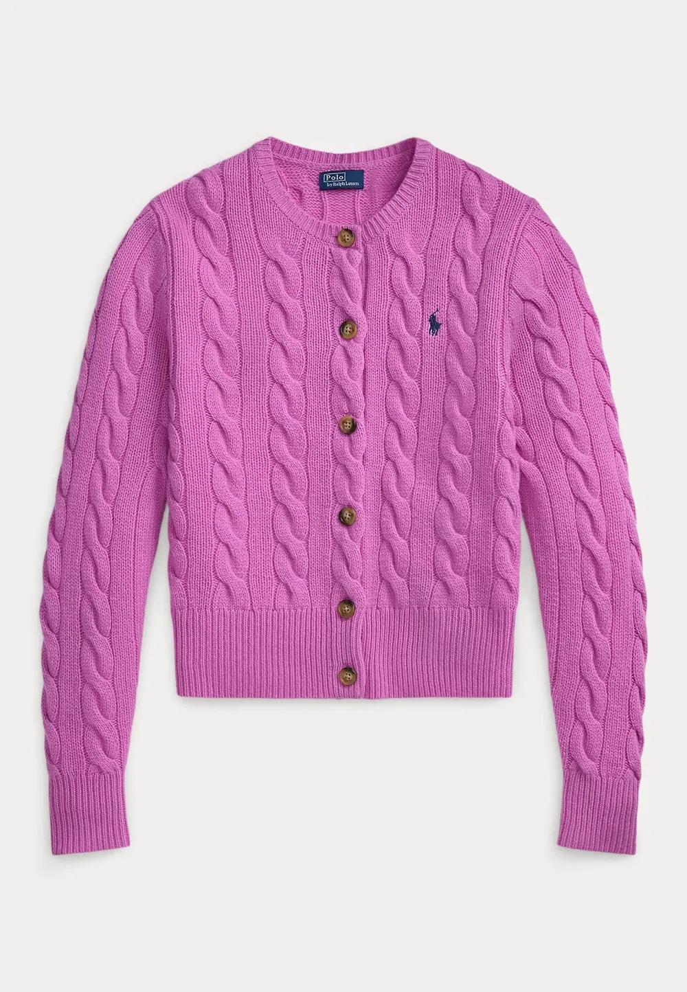 Кардиган из шерсти и кашемира с косами Polo Ralph Lauren, Thistle Pink — фото 4