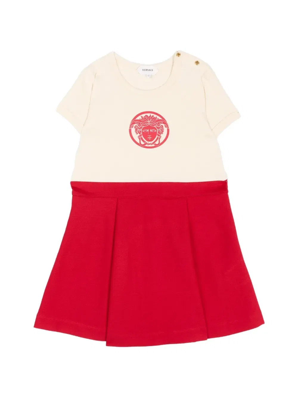 Плиссированное платье Медузы Versace Kids, красный