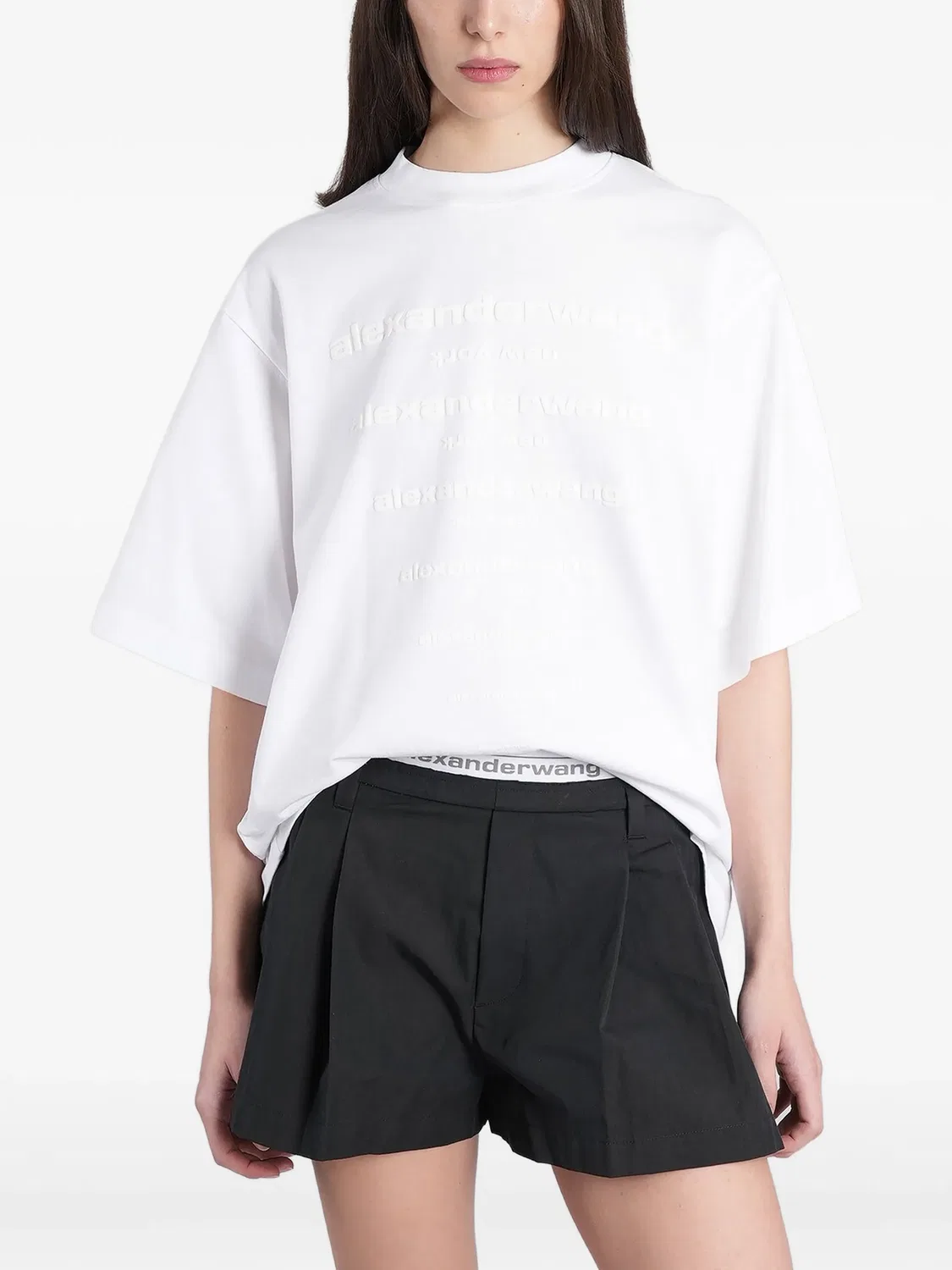 Футболка с тисненным логотипом, белая Alexander Wang, белый