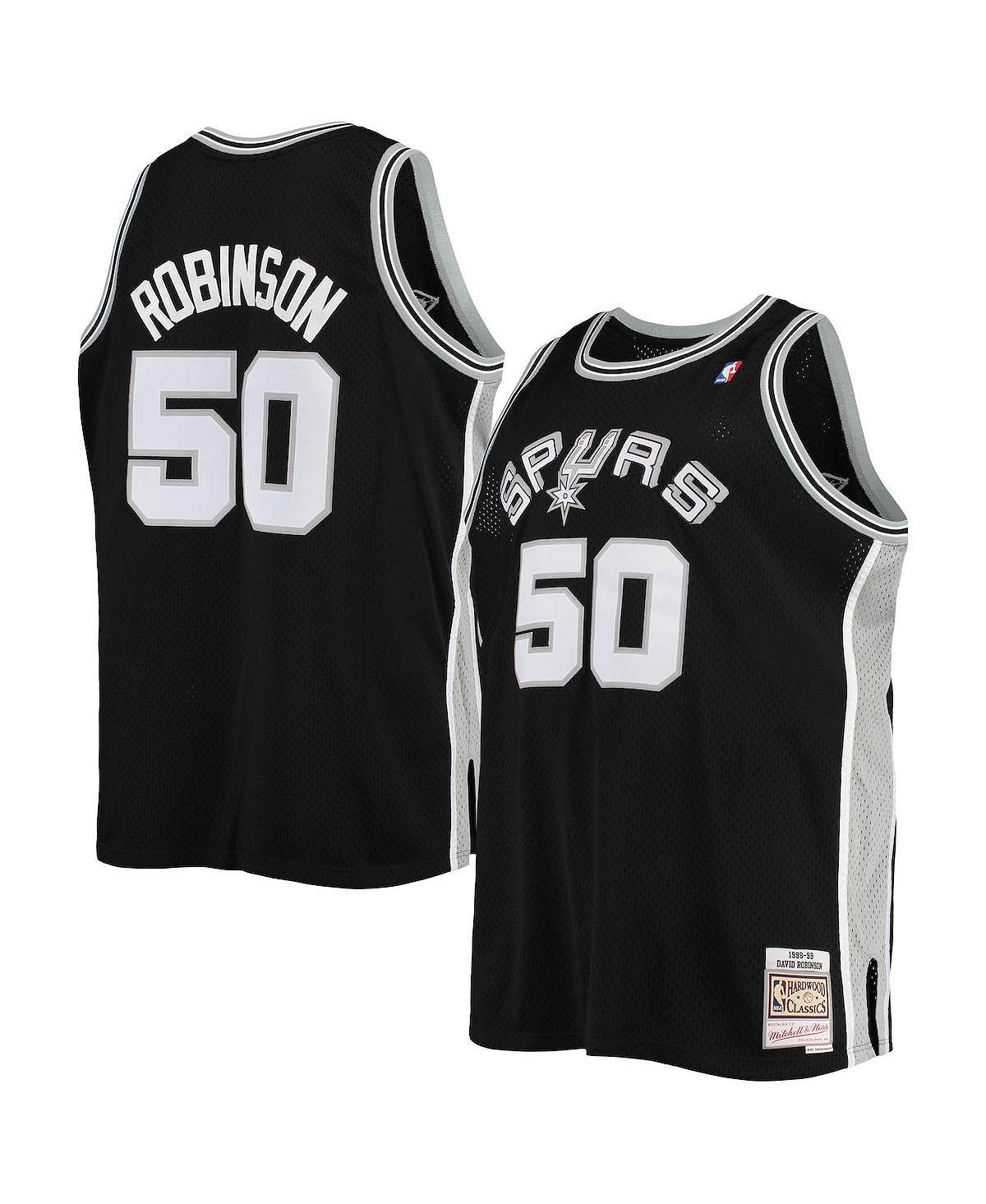 Мужская классическая футболка david robinson san antonio spurs big and tall hardwood classics Mitchell & Ness, черный - фото