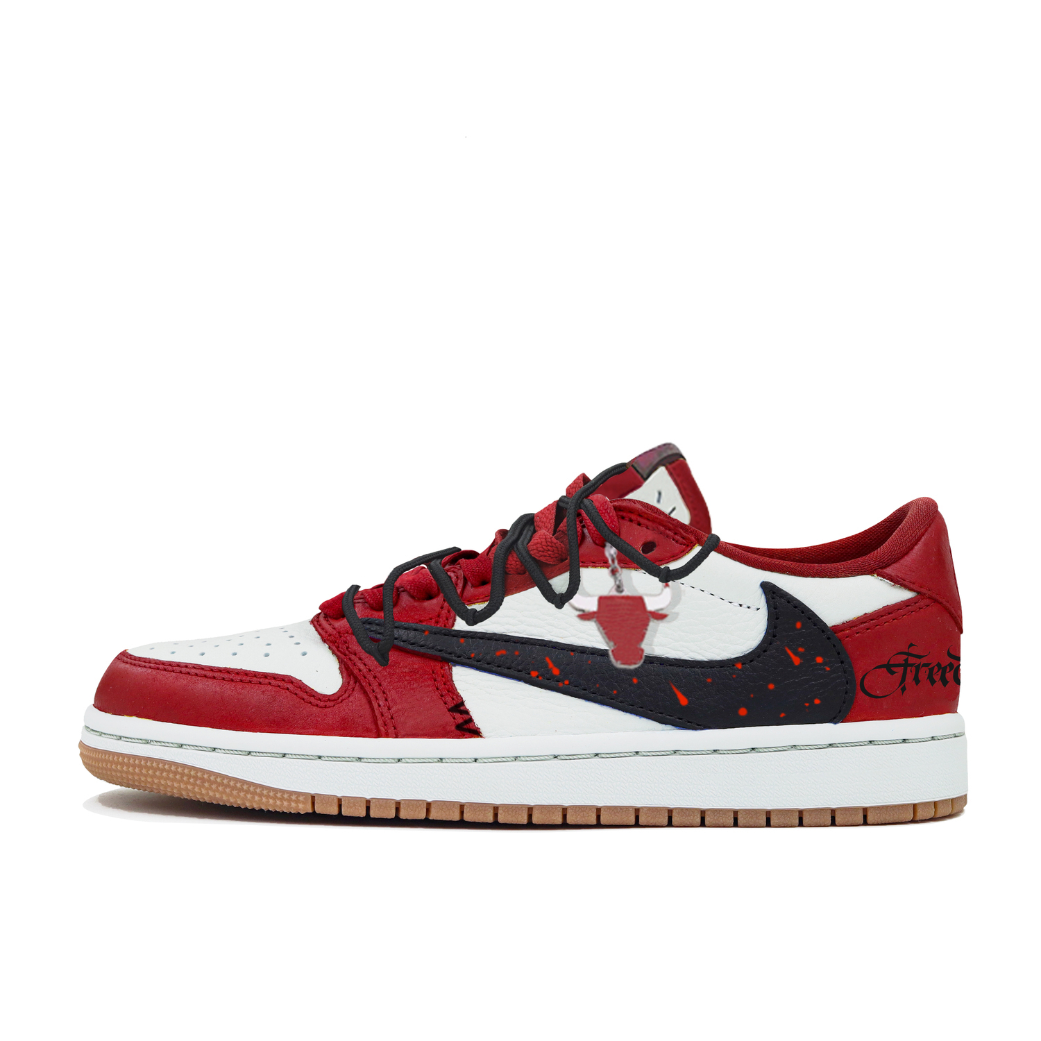 

Jordan Трэвис Скотт X Air 1 винтажные баскетбольные кроссовки женские низкие белый/черный - черный красный, цвет Black Red