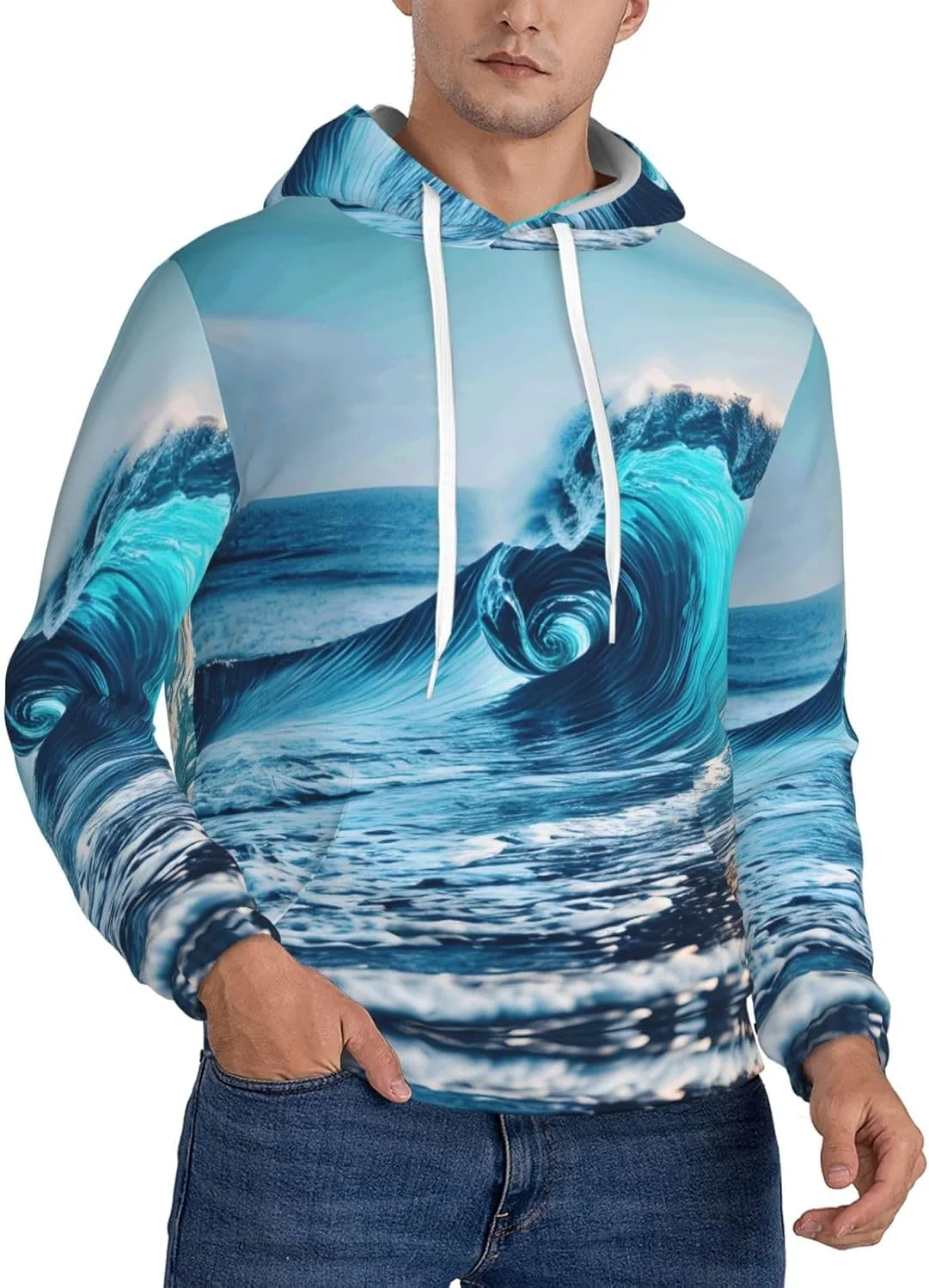 

Толстовка с капюшоном BaerK для мужчин с принтом "морская волна"