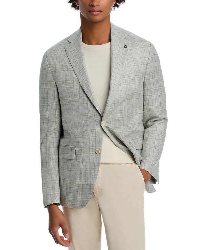 

Шерстяной пиджак в клетку с шелком Regular Fit Jack Victor, серый