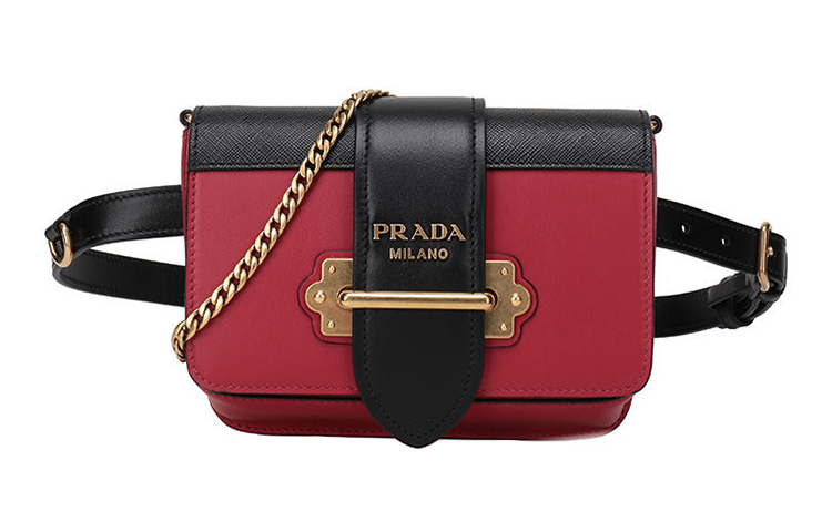 

PRADA Кожаная наплечная сумка через плечо поясная сумка женская красная черная