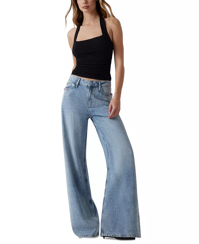 

Женские джинсы Bellflower Shine & Sequins Wide Leg GUESS, синий