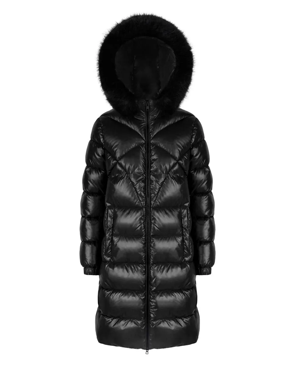 

Длинная женская парка, водоотталкивающая и ветронепроницаемая, с капюшоном Geox, черный