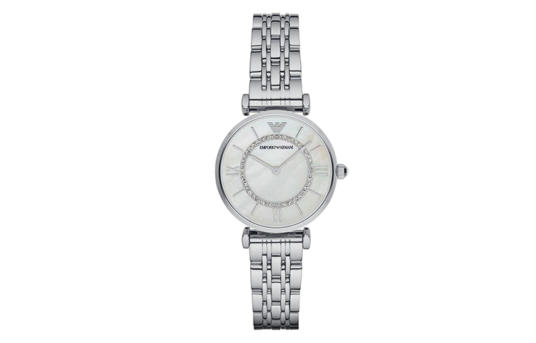 

EMPORIO ARMANI Часы Women's Two Hand Stainless Steel Watch, Shell White Watch Dial