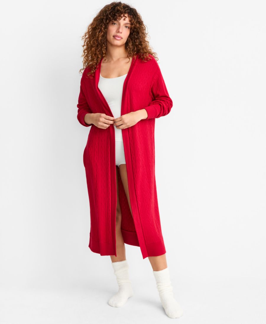 

Женский халат-пыльник крупной вязки, эксклюзивно представленный в Macy's State of Day, Crimson Red