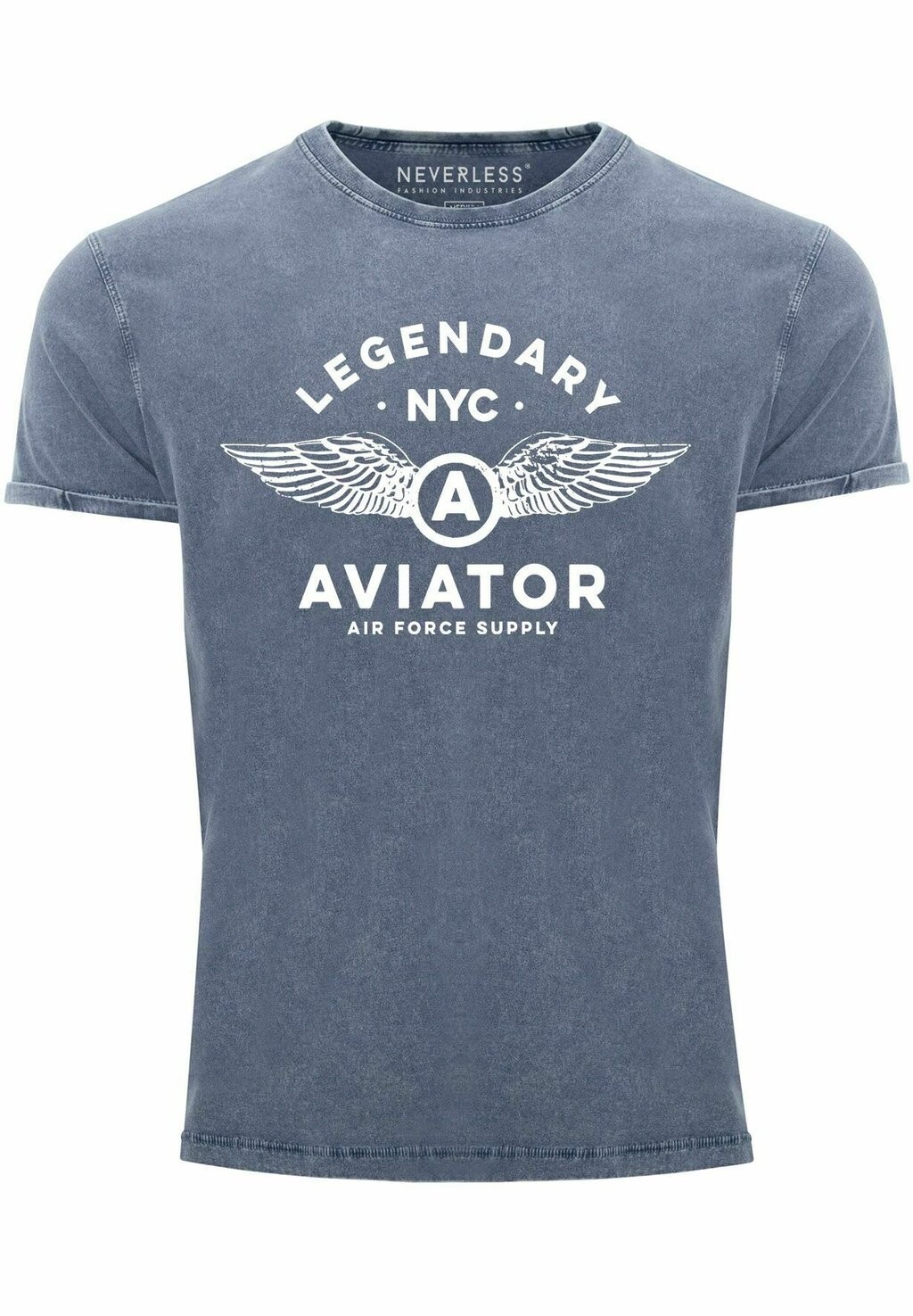 

Футболка с принтом VINTAGE LEGENDARY NYC AVIATOR AIR FORCE LUFTWAFFE F Neverless, синий