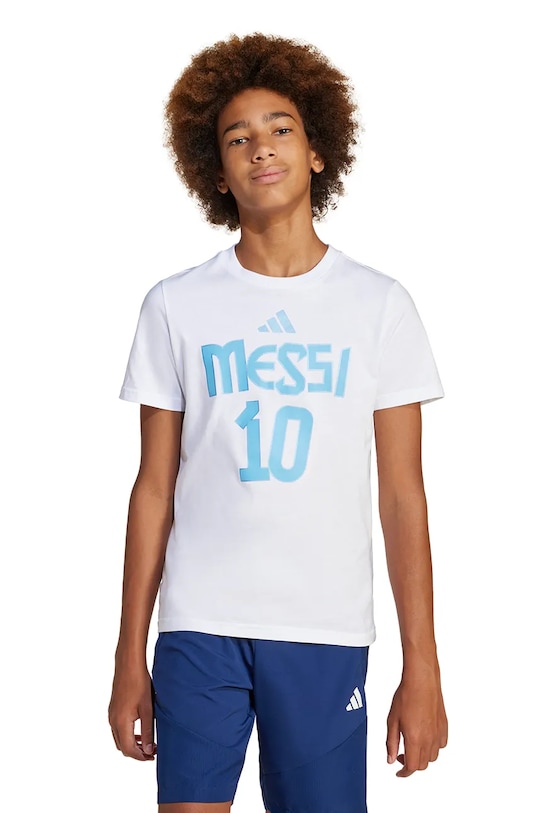 

Детская хлопковая футболка MESSI Adidas Performance, белый