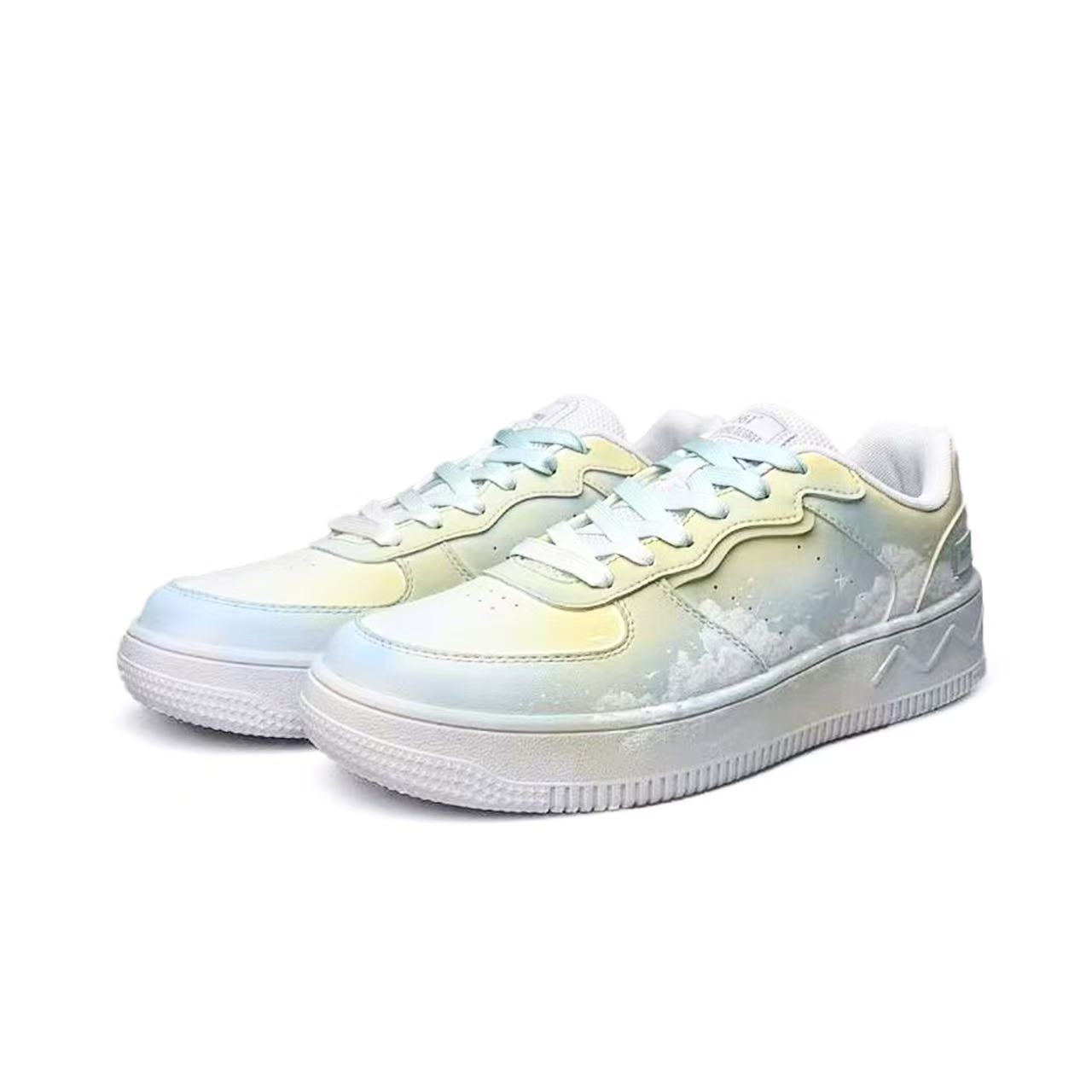Кроссовки для скейтбординга Air Force 1 Synthetic Leather, Mesh Slip Resistant Abrasion Resistant Low top Unisex 361°, белый синий желтый — фото 4