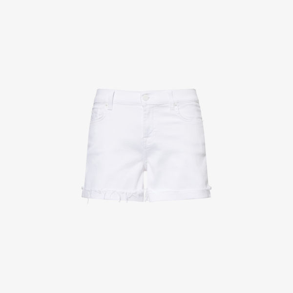 

Шорты из стрейч-денима с рваным краем Mid-Roll 7 For All Mankind, цвет swan
