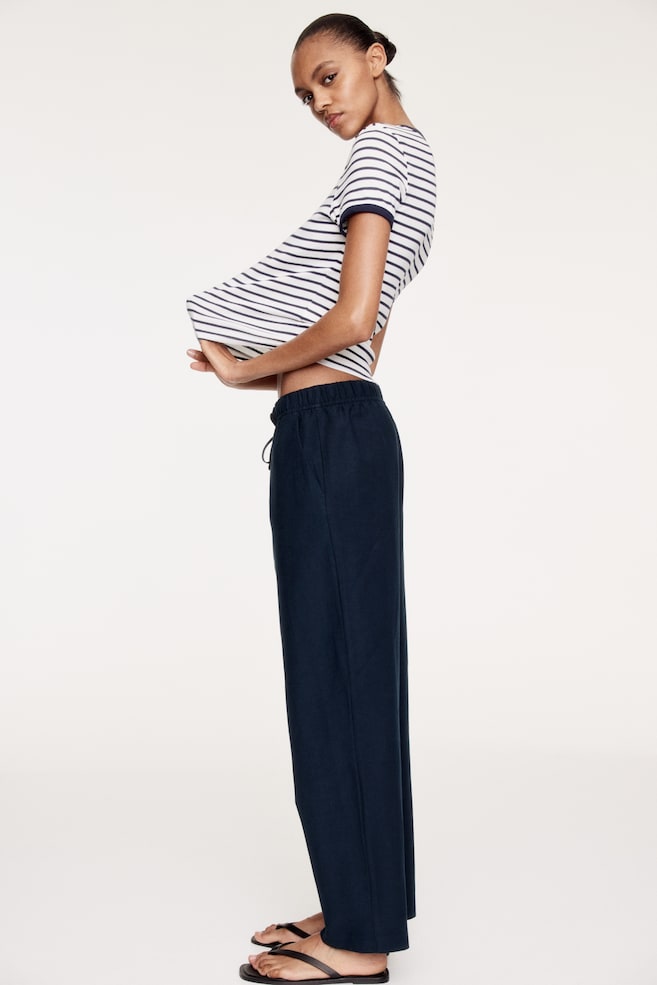 

Брюки на завязках из льняной смеси H&M, синий