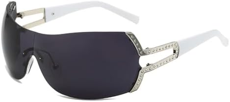 

Солнцезащитные очки овальной формы без оправы 2027 года, большие, с полой внутренней частью, для женщин, в стиле стимпанк, с защитой от ультрафиолета UV400 MTZJH, Silver Black