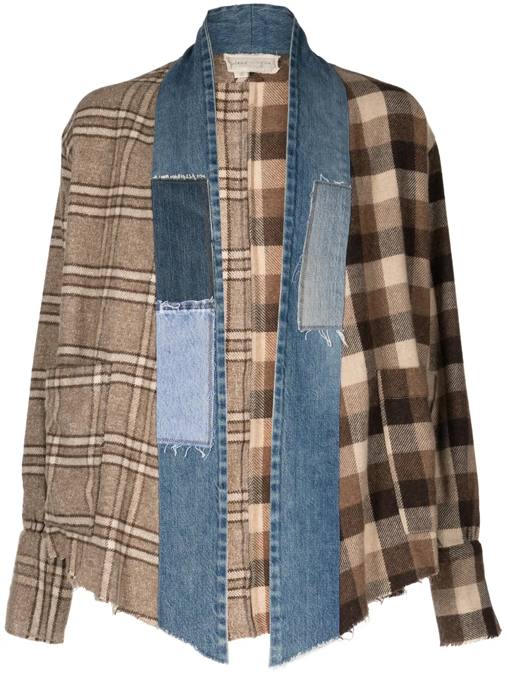 

Клетчатая куртка в технике пэчворк Greg Lauren, коричневый