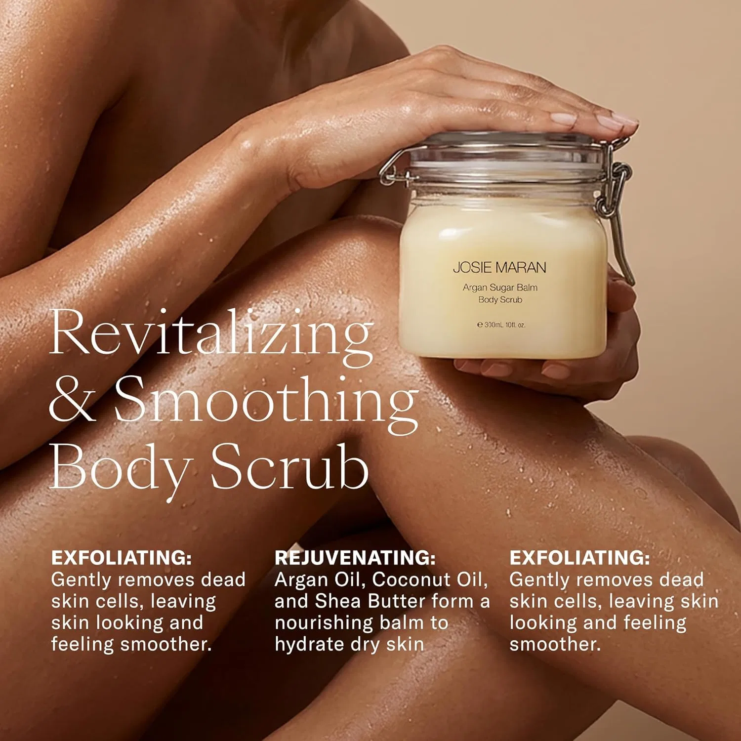 Скраб для тела сахарный Josie Maran с аргановым и кокосовым маслом, ваниль, 283.5 г — фото 2