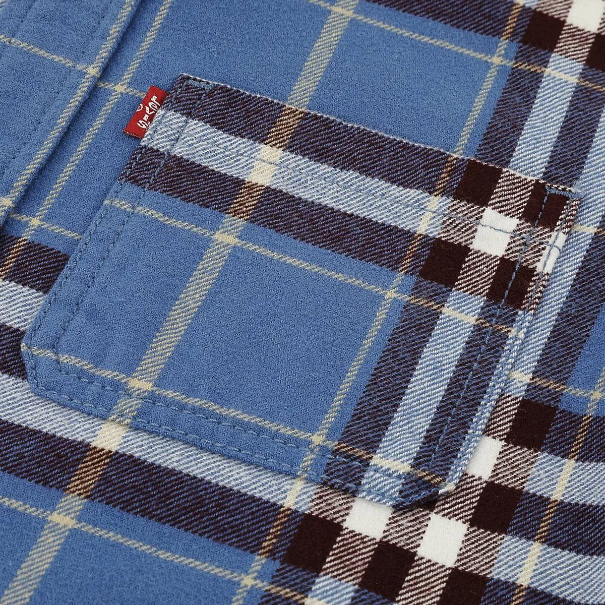 Клетчатая фланелевая рубашка с капюшоном для мальчиков 8-20 лет Levi's, Moonlight Blue - Blue — фото 3