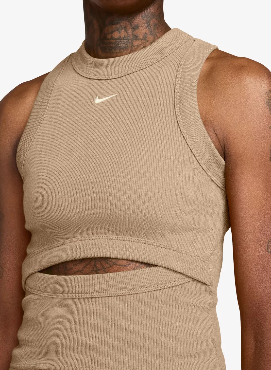 Майка на бретелях с вязаным рубчиком Nsw Chill Nike, льняной — фото 3